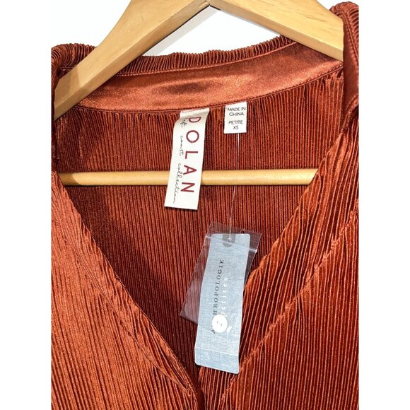 NWT Anthropologie Dolan Lettuce Hem Button Down Top Brown Size XS - Picture 8 of 12